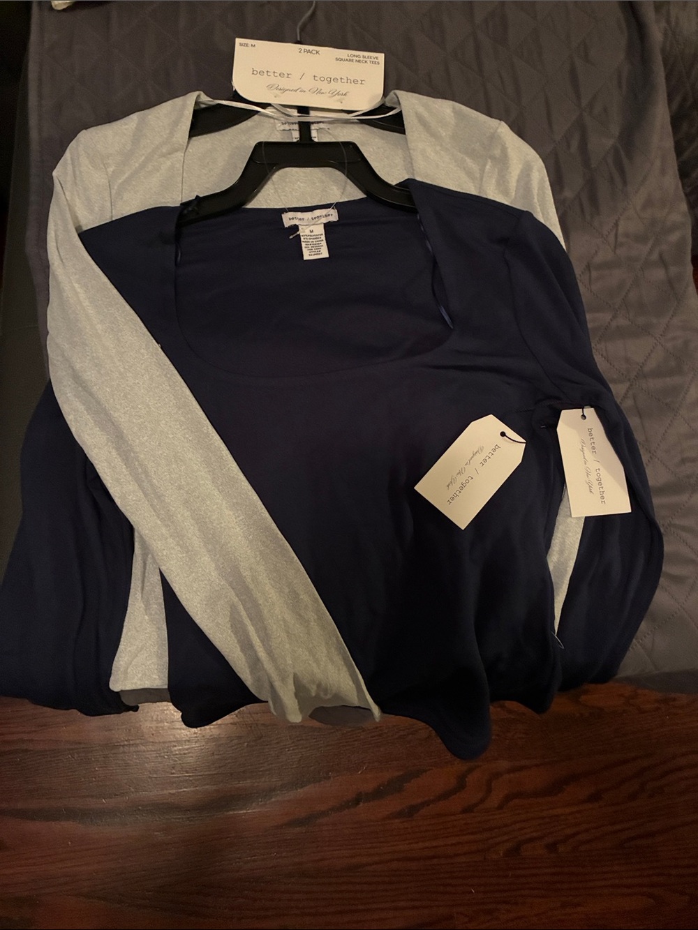 Better Together Navy and Silver Layered Long-Sleeve Blouse Set